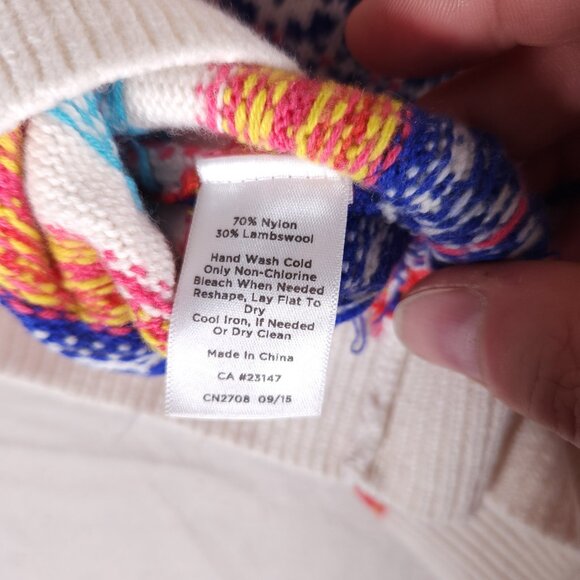 Talbots Fair Isle Nylon Lambswool Blend Knit Sweater Womens Medium Cottagecore - Picture 11 of 13